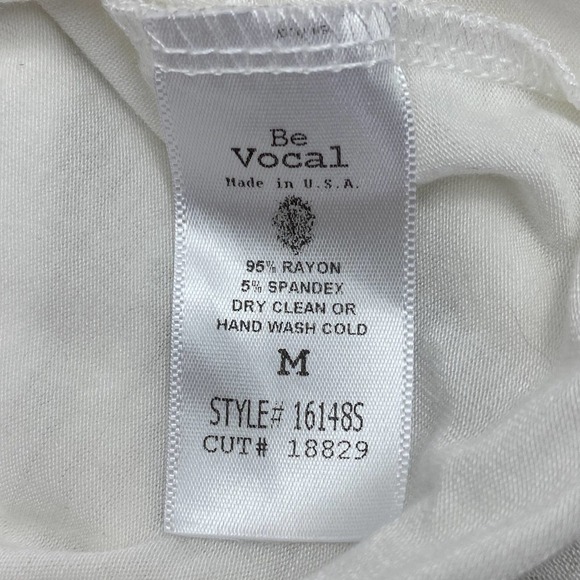 VOICE of California White Cold-Shoulder Dolman Sleeve Embellished Blouse - Picture 9 of 11